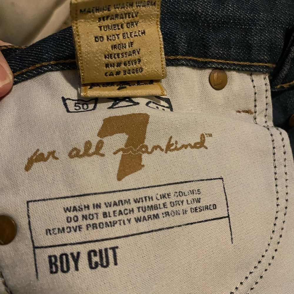 7 For All Mankind Boy Cut Bootcut Denim Jeans Size 27 0303 button fly - Picture 8 of 16